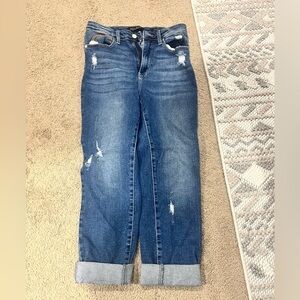 Judy Blue Distressed Boyfriend Jeans in Blue